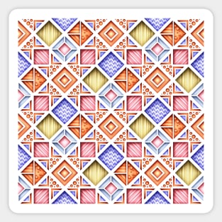 3d Geometric Pattern, Rhombic Motif Sticker